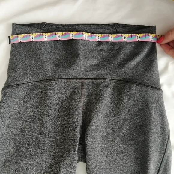 Lululemon Train Times 17" Crop High Rise Leggings Heathered Gray with Mesh 4 - Picture 15 of 16